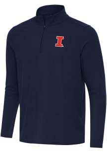 Antigua Illinois Fighting Illini Mens Navy Blue Intent Long Sleeve Qtr Zip Pullover