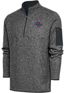 Antigua Tulsa Golden Hurricane Mens Grey Fortune Smoke Long Sleeve Qtr Zip Fashion Pullover