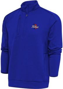 Antigua Tulsa Golden Hurricane Mens Blue Generation Long Sleeve Qtr Zip Pullover