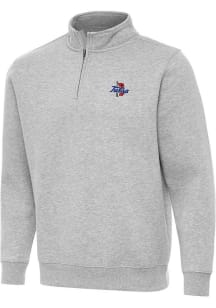 Antigua Tulsa Golden Hurricane Mens Grey Victory Long Sleeve Qtr Zip Pullover