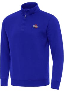 Antigua Tulsa Golden Hurricane Mens Blue Victory Long Sleeve Qtr Zip Pullover
