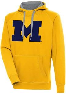 Antigua Michigan Wolverines Mens Gold Full Front Victory Long Sleeve Hoodie