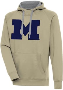 Antigua Michigan Wolverines Mens Khaki Full Front Victory Long Sleeve Hoodie