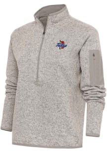 Antigua Tulsa Golden Hurricane Womens Oatmeal Fortune Qtr Zip