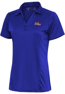 Antigua Tulsa Golden Hurricane Womens Blue Tribute Short Sleeve Polo Shirt