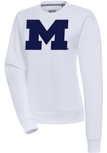 Antigua Michigan Wolverines Womens White Full Front Victory Crew Sweatshirt