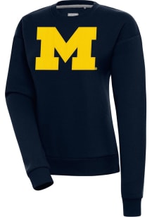 Antigua Michigan Wolverines Womens Blue Full Front Victory Crew Sweatshirt
