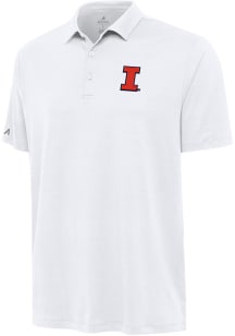 Antigua Illinois Fighting Illini Mens White Reprocess Recycled Short Sleeve Polo
