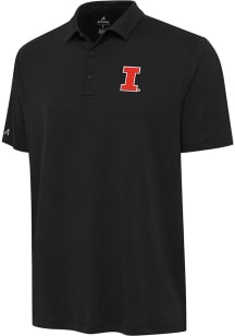 Antigua Illinois Fighting Illini Mens Black Reprocess Recycled Short Sleeve Polo