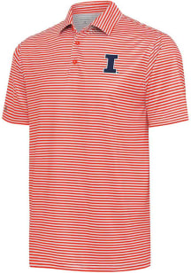 Antigua Illinois Fighting Illini Mens Orange Skills Short Sleeve Polo
