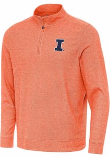 Antigua Illinois Fighting Illini Mens Orange Subtle Long Sleeve Qtr Zip Pullover