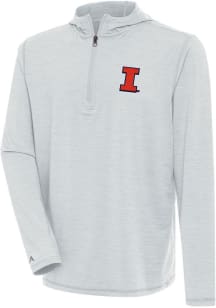 Antigua Illinois Fighting Illini Mens Grey Tidy Long Sleeve Qtr Zip Pullover