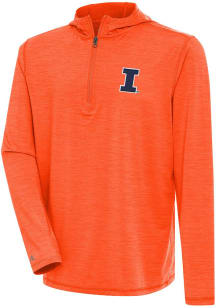 Antigua Illinois Fighting Illini Mens Orange Tidy Long Sleeve Qtr Zip Pullover