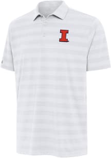 Antigua Illinois Fighting Illini Mens White Tunnel Short Sleeve Polo