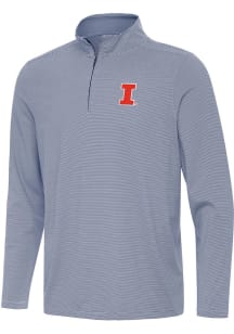 Antigua Illinois Fighting Illini Mens Navy Blue Twine Long Sleeve Qtr Zip Pullover