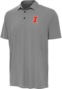 Antigua Illinois Fighting Illini Mens Black Twine Short Sleeve Polo