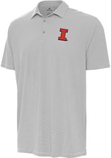 Antigua Illinois Fighting Illini Mens Grey Twine Short Sleeve Polo