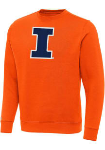 Antigua Illinois Fighting Illini Mens Orange Full Front Victory Long Sleeve Crew Sweatshirt