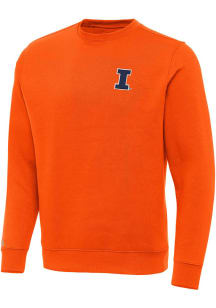 Antigua Illinois Fighting Illini Mens Orange Victory Long Sleeve Crew Sweatshirt
