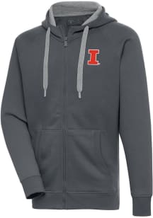 Antigua Illinois Fighting Illini Mens Charcoal Victory Long Sleeve Full Zip Jacket