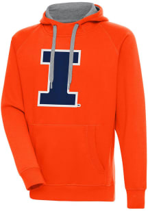 Antigua Illinois Fighting Illini Mens Orange Full Front Victory Long Sleeve Hoodie