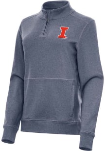 Antigua Illinois Fighting Illini Womens Navy Blue Crush Qtr Zip