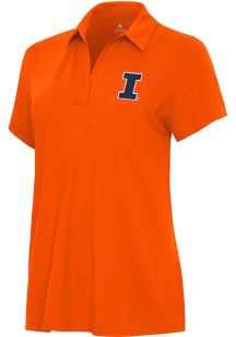 Antigua Illinois Fighting Illini Womens Orange Era Short Sleeve Polo Shirt
