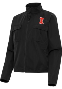 Antigua Illinois Fighting Illini Womens Black Even Par Light Weight Jacket