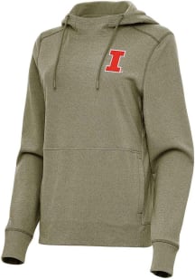 Antigua Illinois Fighting Illini Womens Olive Justice Hooded Sweatshirt