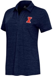 Antigua Illinois Fighting Illini Womens Navy Blue Layout Short Sleeve Polo Shirt