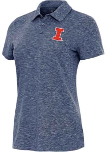 Antigua Illinois Fighting Illini Womens Navy Blue Matter Short Sleeve Polo Shirt