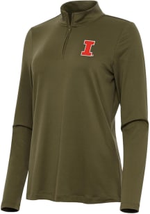Antigua Illinois Fighting Illini Womens Olive Reprocess Recycled Qtr Zip