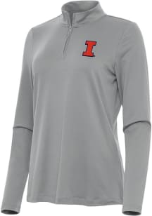 Antigua Illinois Fighting Illini Womens Grey Reprocess Recycled Qtr Zip