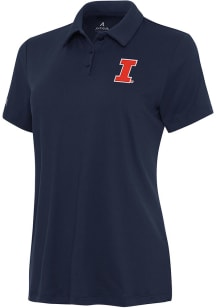 Antigua Illinois Fighting Illini Womens Navy Blue Reprocess Recycled Short Sleeve Polo Shirt