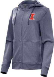 Antigua Illinois Fighting Illini Womens Navy Blue Seeker Long Sleeve Full Zip Jacket