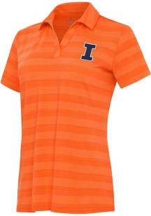 Antigua Illinois Fighting Illini Womens Orange Tunnel Short Sleeve Polo Shirt