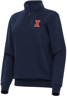 Antigua Illinois Fighting Illini Womens Navy Blue Victory Qtr Zip