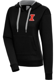 Antigua Illinois Fighting Illini Womens Black Victory Hooded Sweatshirt