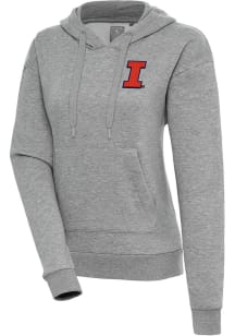 Antigua Illinois Fighting Illini Womens Grey Victory Hooded Sweatshirt