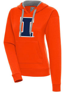 Antigua Illinois Fighting Illini Womens Orange Full Front Victory Hooded Sweatshirt