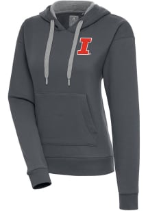 Antigua Illinois Fighting Illini Womens Charcoal Victory Hooded Sweatshirt