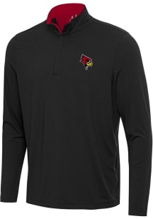 Antigua Illinois State Redbirds Mens Black Content Long Sleeve Qtr Zip Pullover