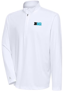 Antigua Big Ten Mens White Tribute Long Sleeve Qtr Zip Pullover