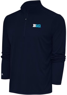 Antigua Big Ten Mens Navy Blue Tribute Long Sleeve Qtr Zip Pullover