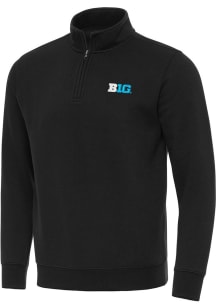 Antigua Big Ten Mens Black Victory Long Sleeve Qtr Zip Pullover