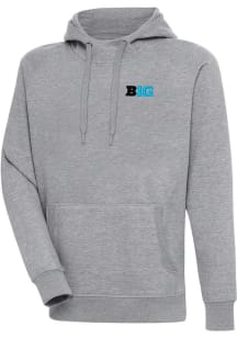 Antigua Big Ten Mens Grey Victory Big and Tall Hooded Sweatshirt