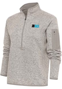 Antigua Big Ten Womens Oatmeal Fortune Qtr Zip