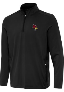 Antigua Illinois State Redbirds Mens Black Perilous Long Sleeve Qtr Zip Pullover