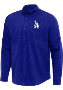 Antigua Los Angeles Dodgers Mens Blue Flight Long Sleeve Dress Shirt