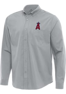 Antigua Los Angeles Angels Mens Grey Flight Long Sleeve Dress Shirt